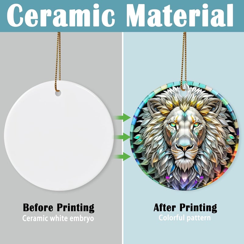 Touber Stained Ceramic Lion Ornament - Lion Christmas Ornaments - Christmas Tree Ornaments - Christmas Decorations - Lion Decor for Office, Room, Home - Holiday Present Ideas - Image 2